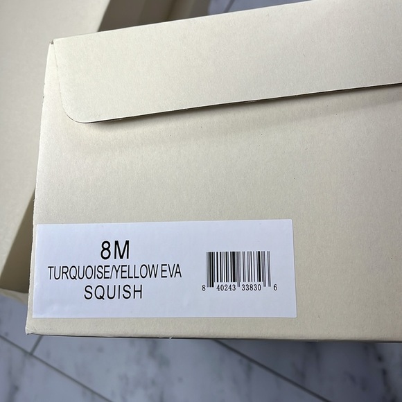 NIB Beach Slides by J/SLIDES Sz8 Turquoise/Yellow SQUISH - Picture 6 of 10